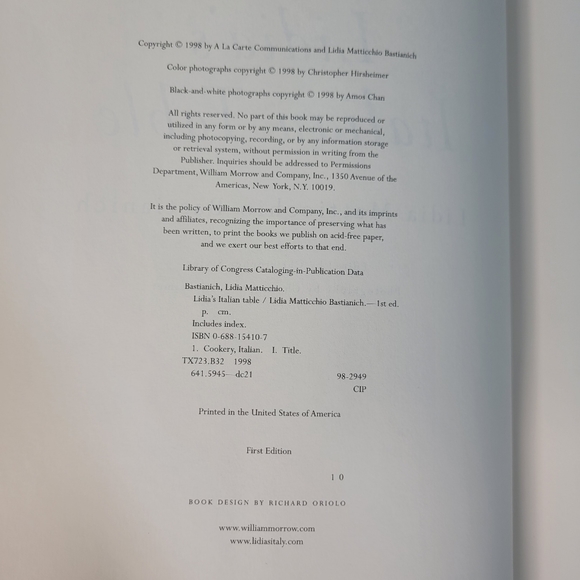 Lidia's Italian Table More Than 200 Recipes from the First Lady of .. Bastianich - Picture 3 of 6